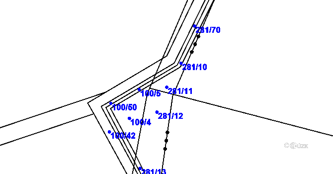 Parcela st. 281/11 v KÚ Oprostovice, Katastrální mapa