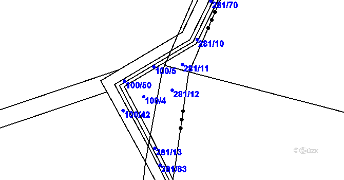 Parcela st. 281/12 v KÚ Oprostovice, Katastrální mapa