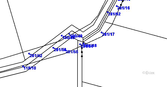 Parcela st. 281/18 v KÚ Oprostovice, Katastrální mapa