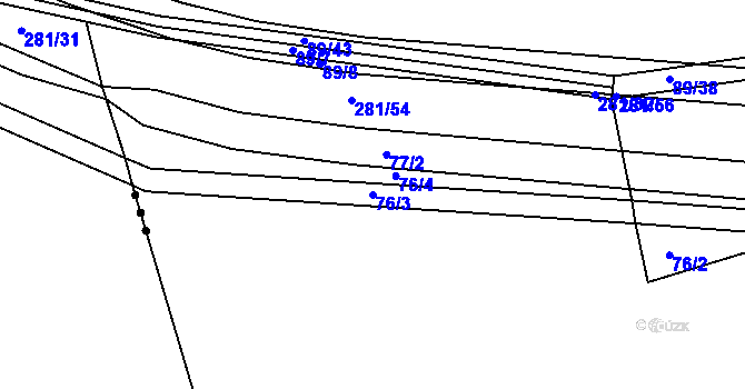Parcela st. 76/3 v KÚ Oprostovice, Katastrální mapa