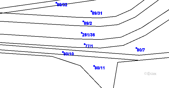 Parcela st. 77/1 v KÚ Oprostovice, Katastrální mapa