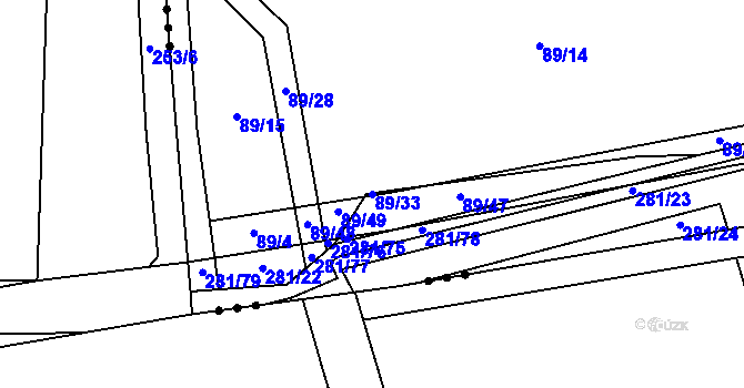 Parcela st. 89/33 v KÚ Oprostovice, Katastrální mapa
