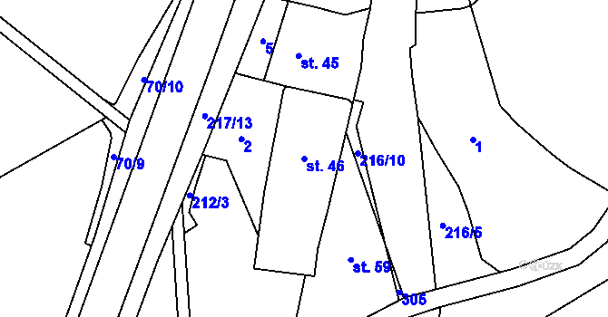 Parcela st. 46 v KÚ Oprostovice, Katastrální mapa