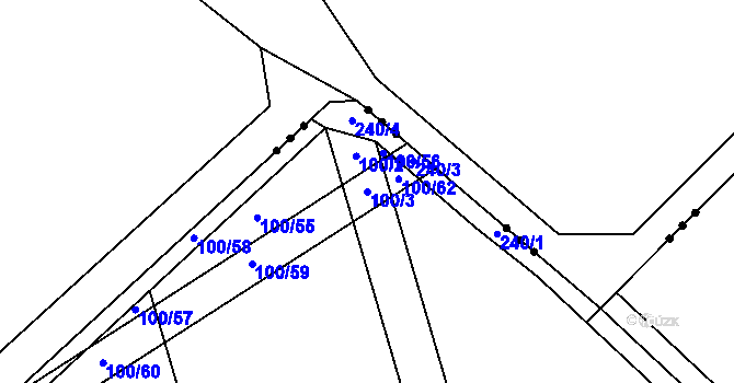 Parcela st. 100/3 v KÚ Oprostovice, Katastrální mapa
