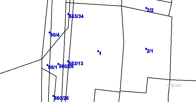 Parcela st. 1 v KÚ Klečetné, Katastrální mapa