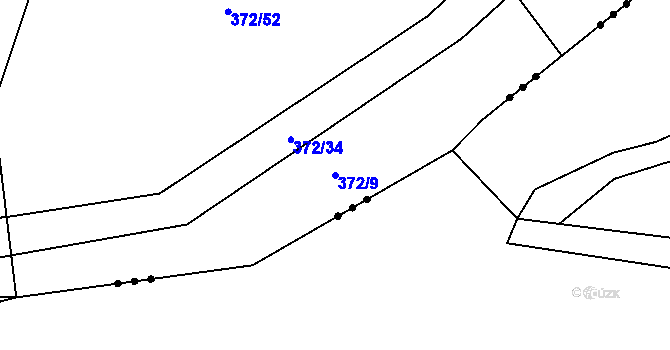 Parcela st. 372/9 v KÚ Klečetné, Katastrální mapa