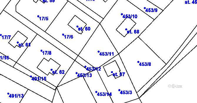 Parcela st. 453/11 v KÚ Klečetné, Katastrální mapa