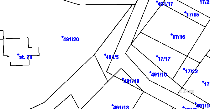 Parcela st. 491/5 v KÚ Klečetné, Katastrální mapa