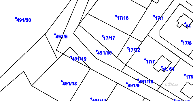 Parcela st. 491/10 v KÚ Klečetné, Katastrální mapa