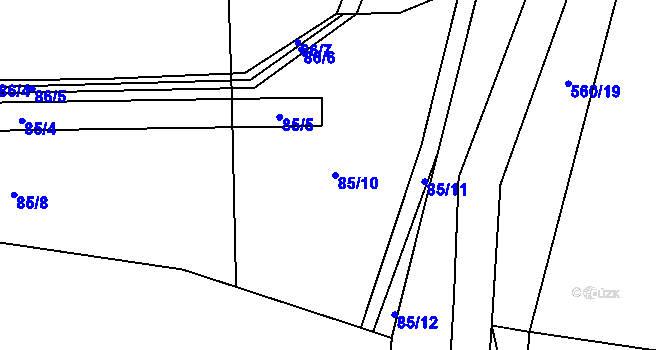 Parcela st. 85/10 v KÚ Klečetné, Katastrální mapa