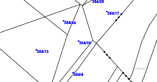 Parcela st. 354/16 v KÚ Klečetné, Katastrální mapa