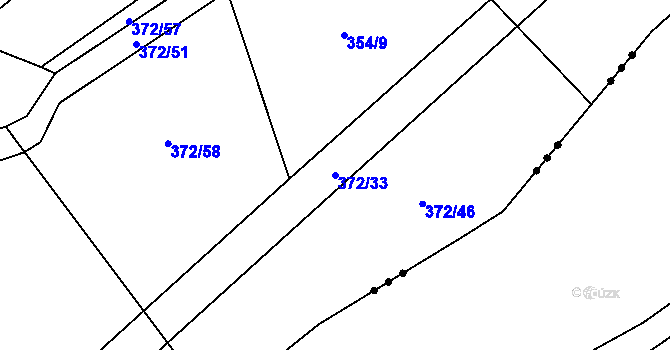 Parcela st. 372/33 v KÚ Klečetné, Katastrální mapa