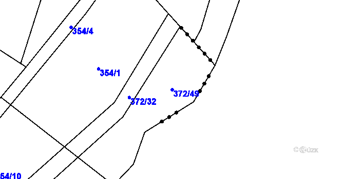 Parcela st. 372/49 v KÚ Klečetné, Katastrální mapa