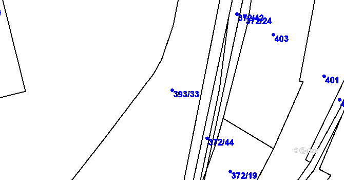 Parcela st. 393/33 v KÚ Klečetné, Katastrální mapa
