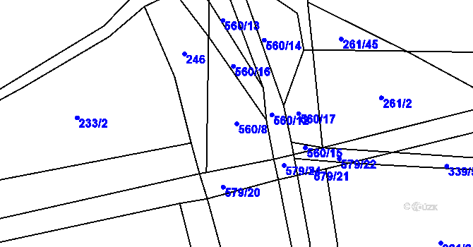 Parcela st. 560/8 v KÚ Klečetné, Katastrální mapa
