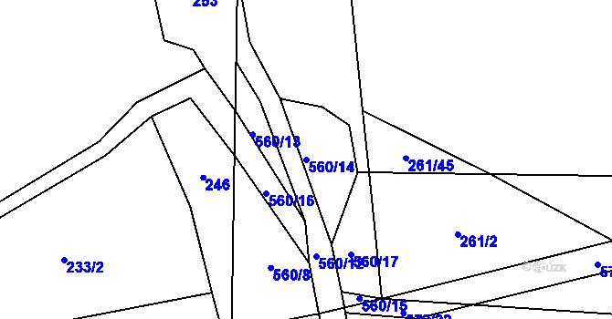 Parcela st. 560/14 v KÚ Klečetné, Katastrální mapa