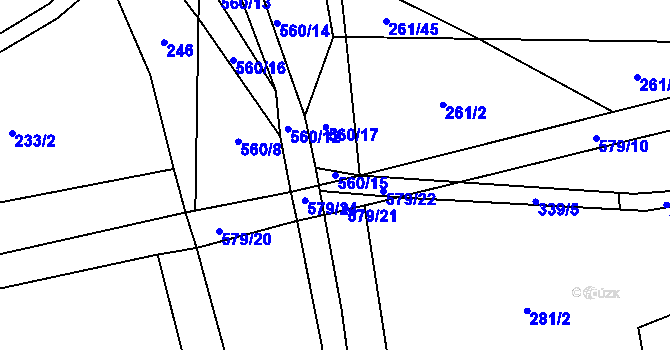 Parcela st. 560/15 v KÚ Klečetné, Katastrální mapa