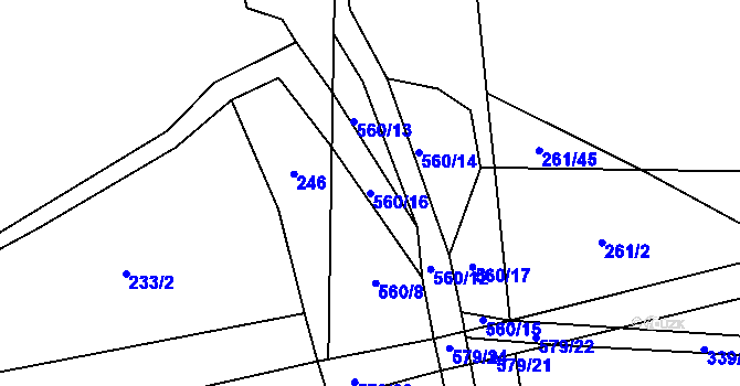 Parcela st. 560/16 v KÚ Klečetné, Katastrální mapa