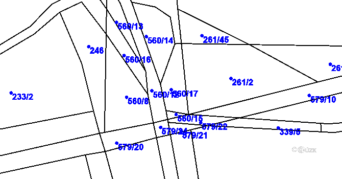 Parcela st. 560/17 v KÚ Klečetné, Katastrální mapa