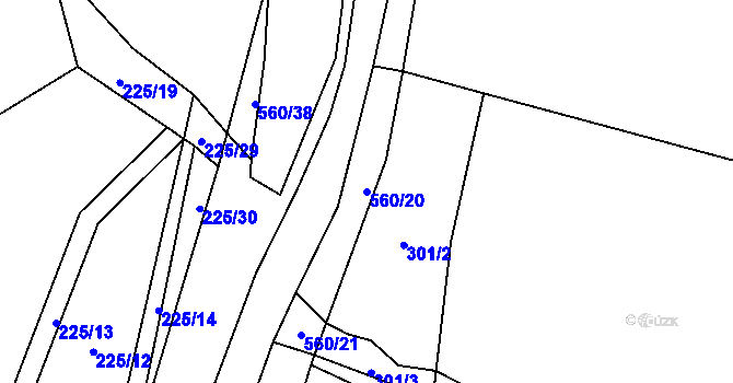 Parcela st. 560/20 v KÚ Klečetné, Katastrální mapa