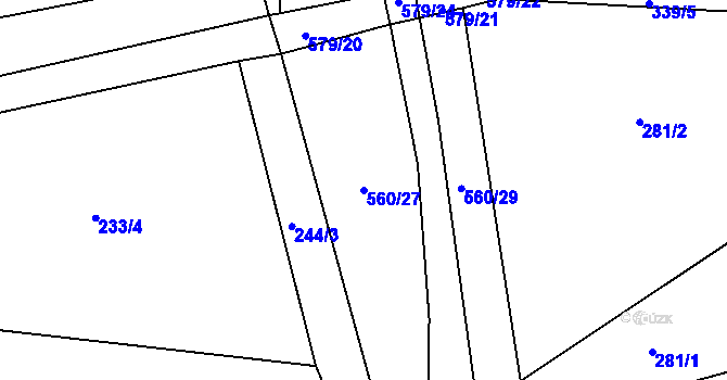 Parcela st. 560/27 v KÚ Klečetné, Katastrální mapa