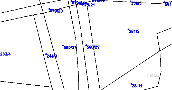 Parcela st. 560/29 v KÚ Klečetné, Katastrální mapa