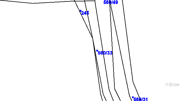 Parcela st. 560/33 v KÚ Klečetné, Katastrální mapa