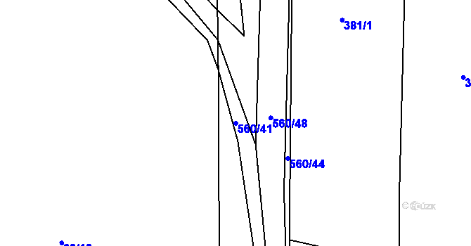 Parcela st. 560/41 v KÚ Klečetné, Katastrální mapa