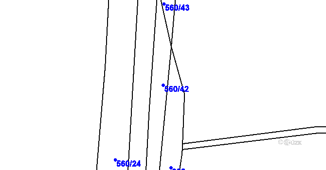 Parcela st. 560/42 v KÚ Klečetné, Katastrální mapa