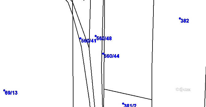 Parcela st. 560/44 v KÚ Klečetné, Katastrální mapa