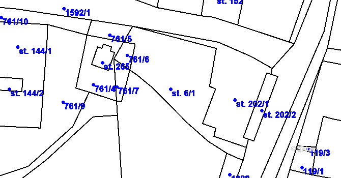 Parcela st. 6/1 v KÚ Oráčov, Katastrální mapa