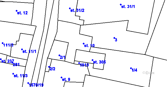 Parcela st. 10 v KÚ Oráčov, Katastrální mapa