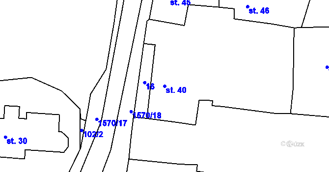 Parcela st. 40 v KÚ Oráčov, Katastrální mapa