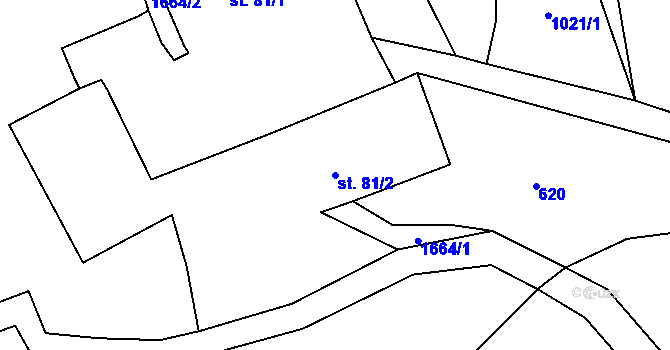 Parcela st. 81/2 v KÚ Oráčov, Katastrální mapa