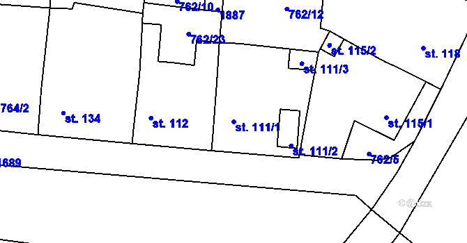 Parcela st. 111/1 v KÚ Oráčov, Katastrální mapa