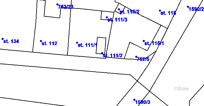Parcela st. 111/2 v KÚ Oráčov, Katastrální mapa