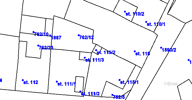Parcela st. 115/2 v KÚ Oráčov, Katastrální mapa