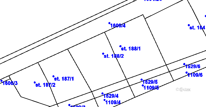Parcela st. 188/2 v KÚ Oráčov, Katastrální mapa
