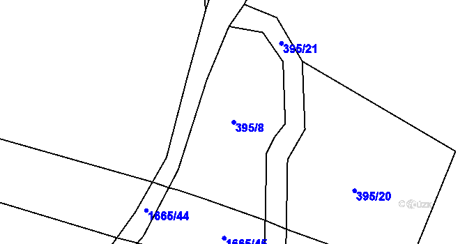 Parcela st. 395/8 v KÚ Oráčov, Katastrální mapa
