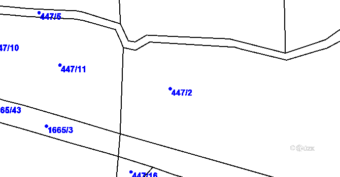 Parcela st. 447/2 v KÚ Oráčov, Katastrální mapa