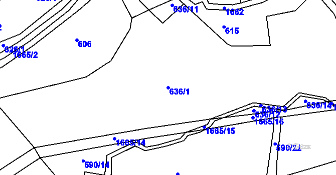 Parcela st. 636/1 v KÚ Oráčov, Katastrální mapa