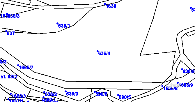Parcela st. 636/4 v KÚ Oráčov, Katastrální mapa