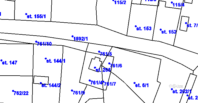 Parcela st. 761/5 v KÚ Oráčov, Katastrální mapa