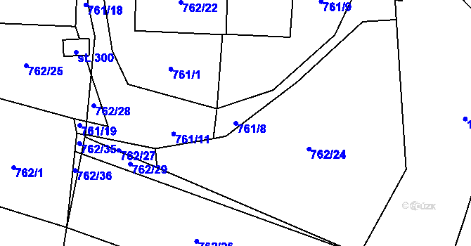 Parcela st. 761/8 v KÚ Oráčov, Katastrální mapa