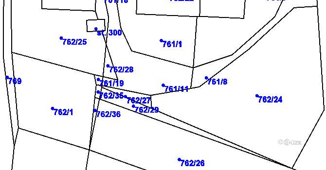 Parcela st. 761/11 v KÚ Oráčov, Katastrální mapa