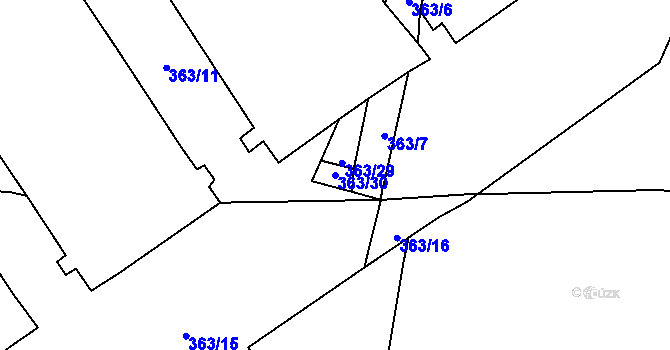 Parcela st. 363/30 v KÚ Oráčov, Katastrální mapa