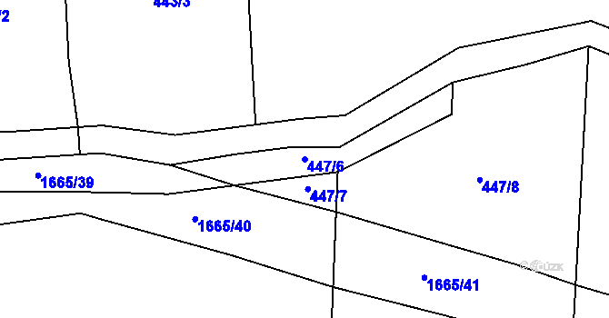 Parcela st. 447/6 v KÚ Oráčov, Katastrální mapa