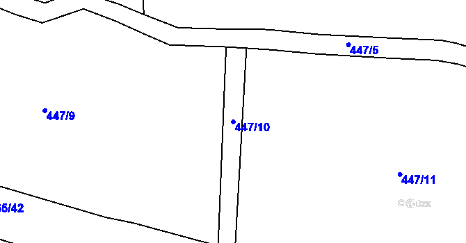 Parcela st. 447/10 v KÚ Oráčov, Katastrální mapa
