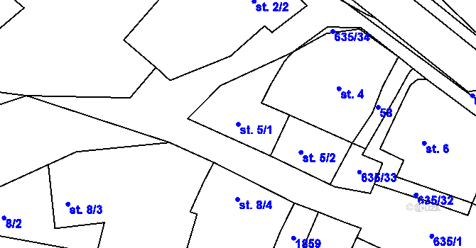 Parcela st. 5/1 v KÚ Orel, Katastrální mapa
