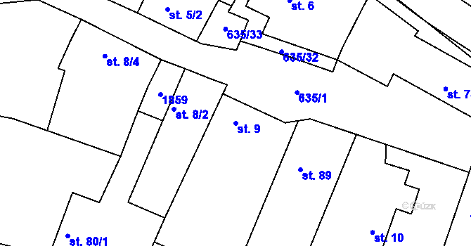 Parcela st. 9 v KÚ Orel, Katastrální mapa